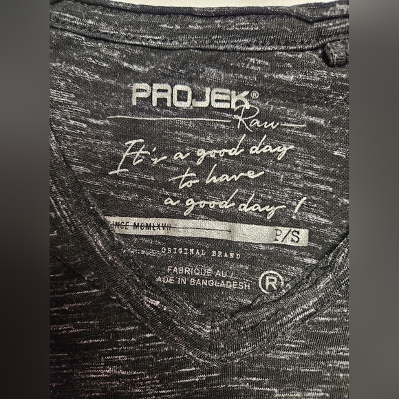 ProjekRaw Mens Gray Heathered V-neck Short Sleeve Shirt Size Small - Picture 3 of 8